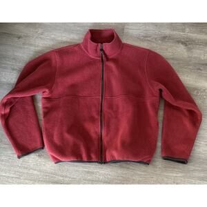 Vintage LL Bean Jacket Women Red Full Zip Up Sweater Outdoors Ladies Medium